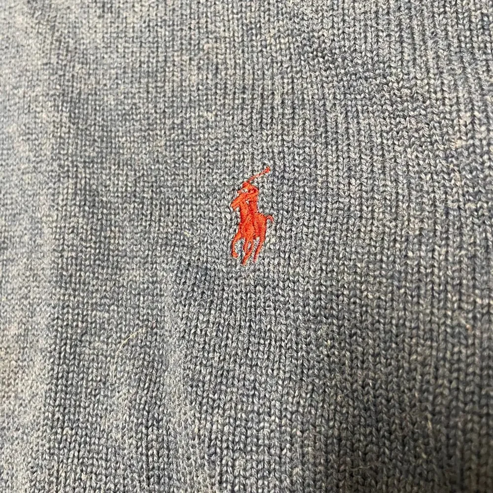 Polo Ralph Lauren Cotton Quarter Zip Sweater XXL Blue Pony Mock Neck Old Money - Picture 7 of 13